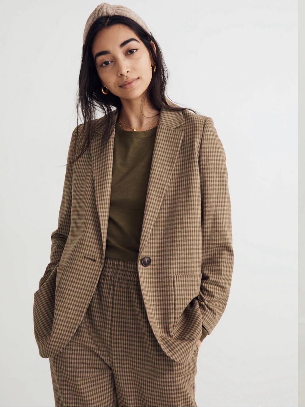 Madewell Larsen Blazer in Houndstooth - Zander Gingham Plaid